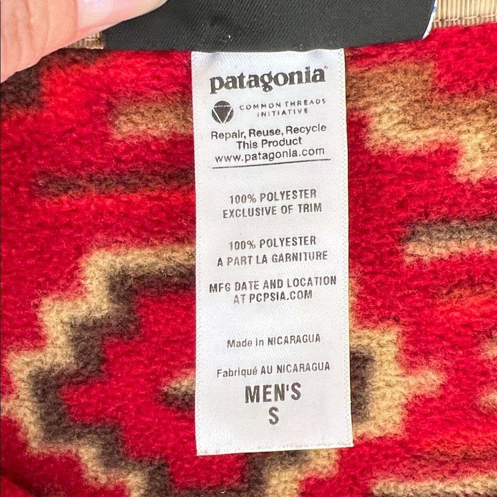 Partagonia Synchilla Men’s S Aztec Printed Sweater Rust Red Tan - Picture 7 of 13